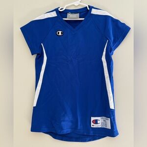 Champion Blue and White Athletic Jersey V-Neck
